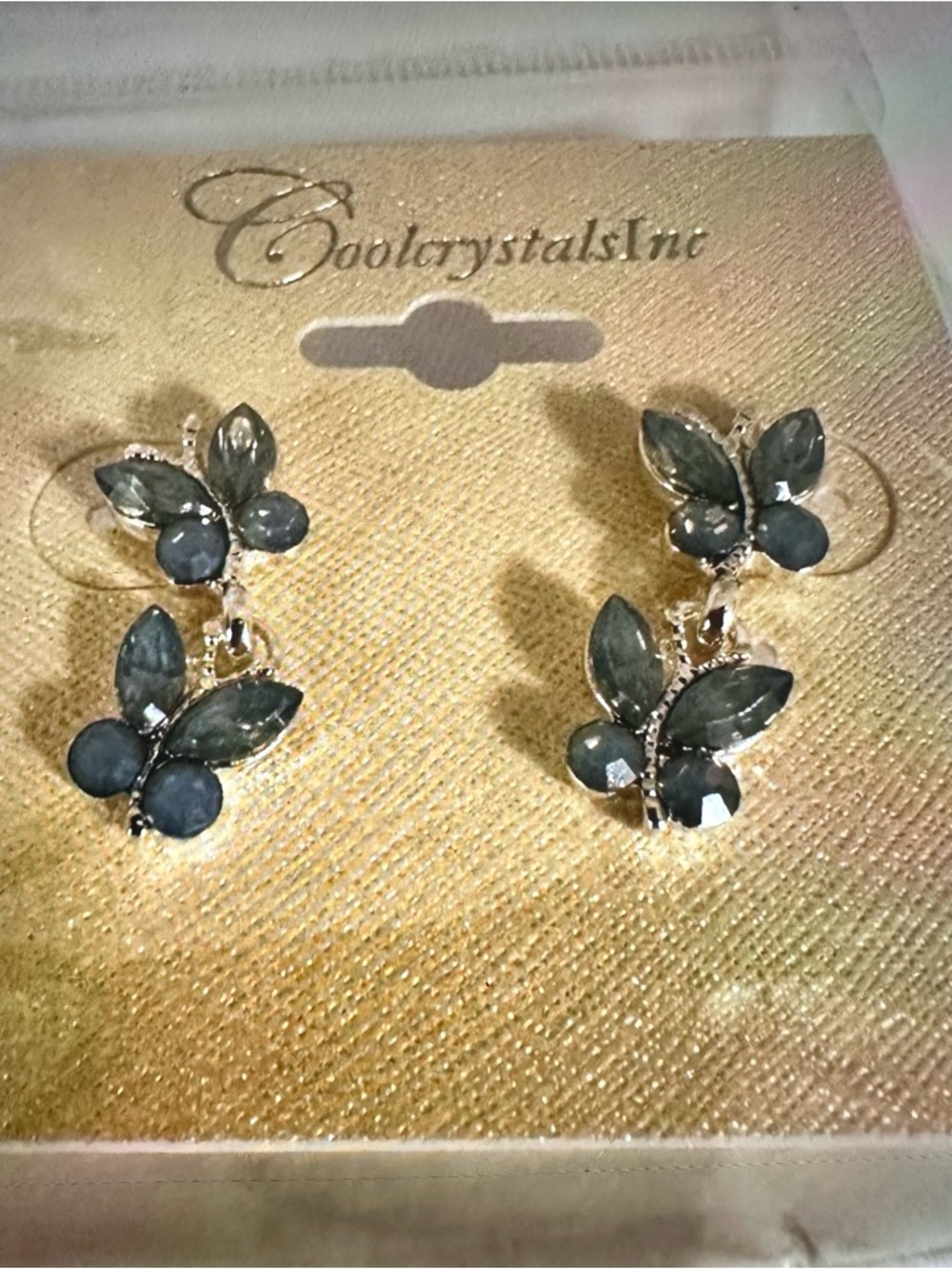Blue Butterfly Dangle Earrings Silver Tone Double Butterfly Statement - Picture 9 of 11